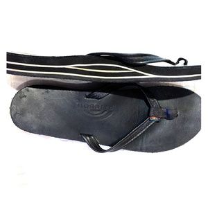 Black Double Thick, Thin Strap Rainbow Sandals